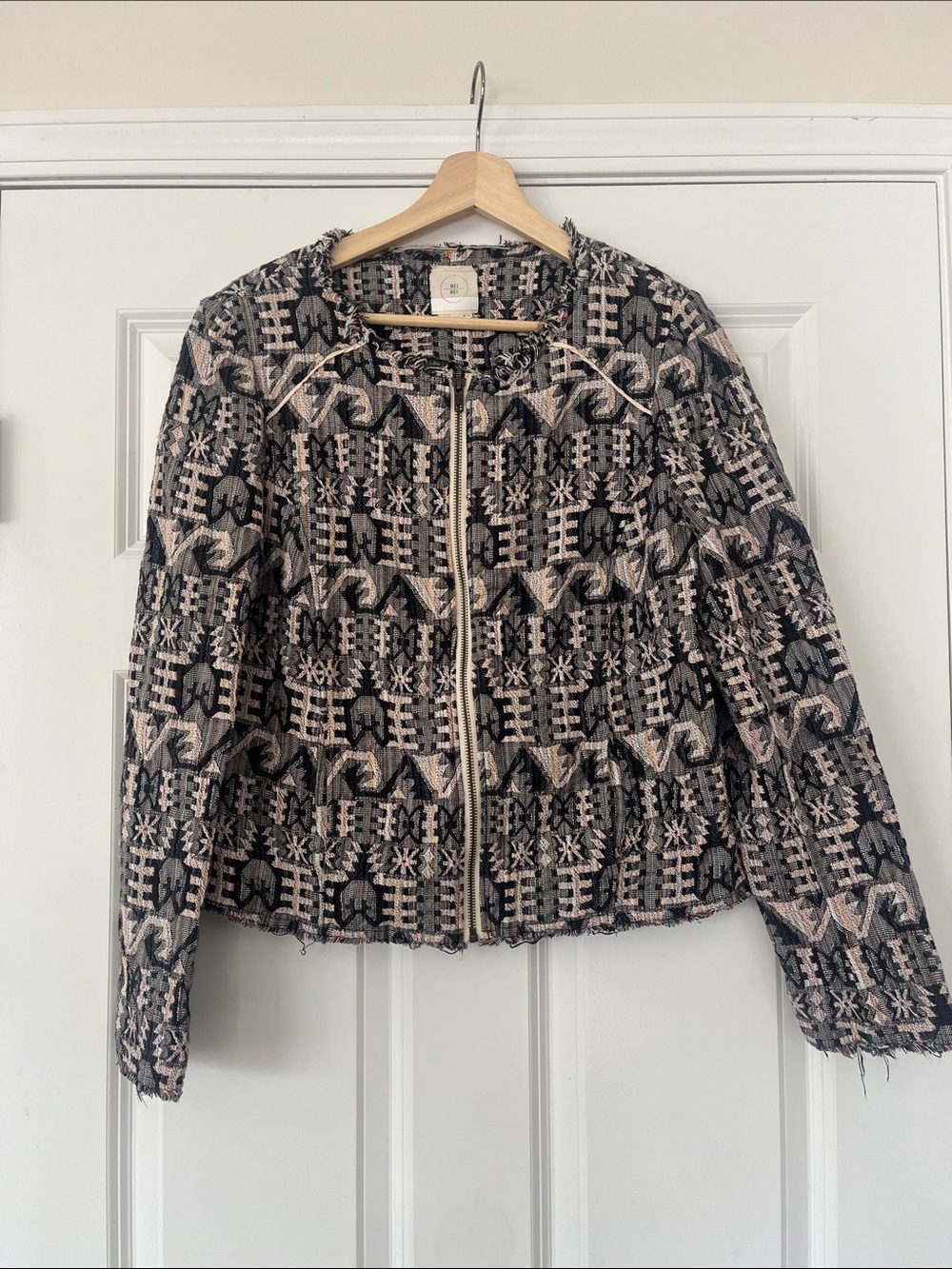 Anthropologie Hei Hei Patterned Zip-Up Jacket